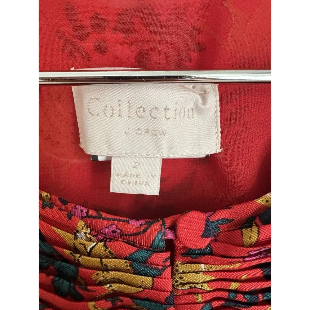 J. Crew Collection Ruffle Mini Dress 100% Silk Jungle Cat Floral Modified Sz 2